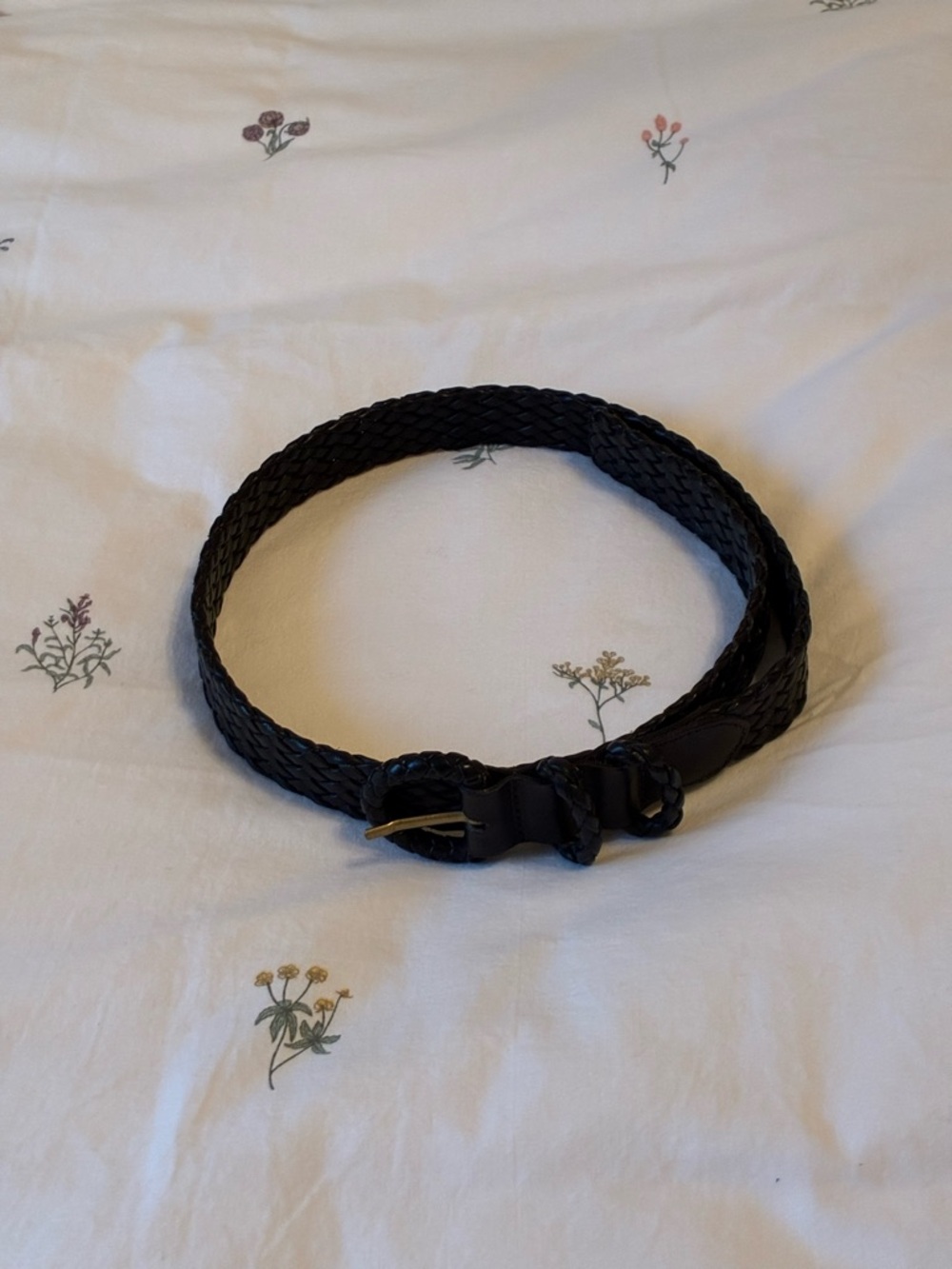 Braided Black Leather Belt